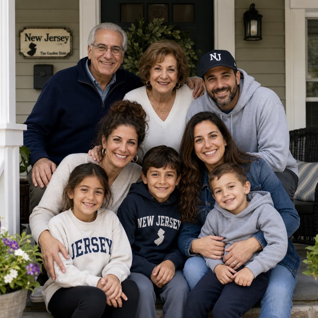 A multi-generational New Jersey family on their front porch