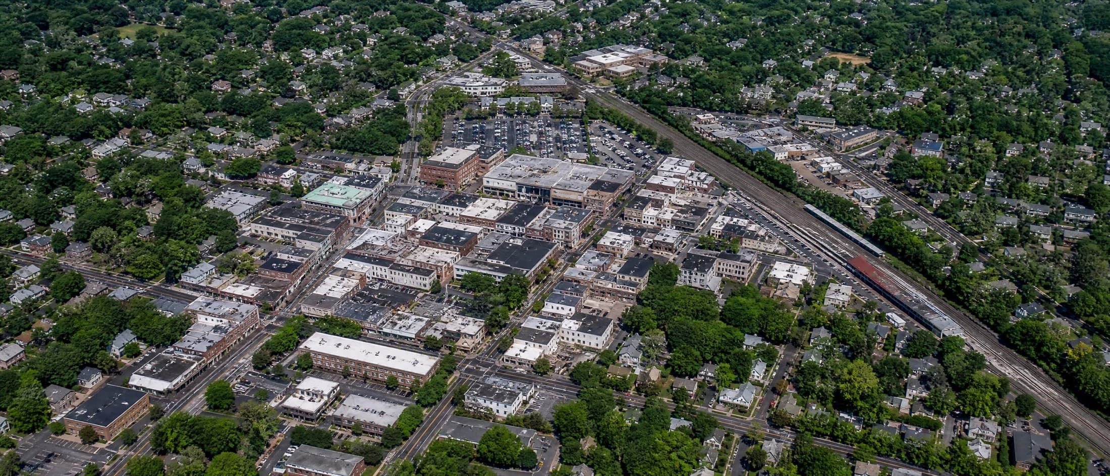 Aerial view of downtown Westfield, New Jersey